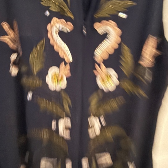 Frock & Frill Navy Pink Bird Floral Embroidered Beaded Maxi Dress - 45624 - Picture 8 of 13